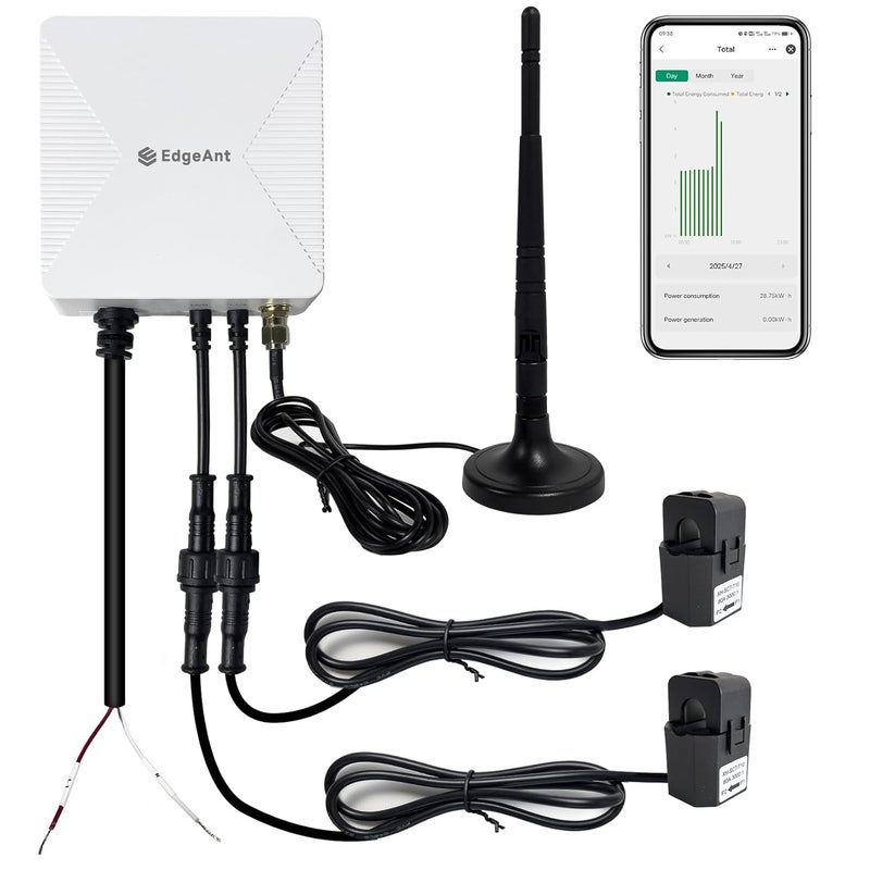 EdgeAnt Store WiFi Energy Monitor with 2 * 80A Clamps, Real-Time Electricity Tracking, Smart Home Power Management, WiFi Meter Solar/Net Metering, Home Energy Automation and Control - Image 1